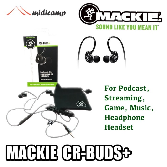 Headset & Mic Mackie Cr-Buds+ Dual Driver for Music Podcast Streaming