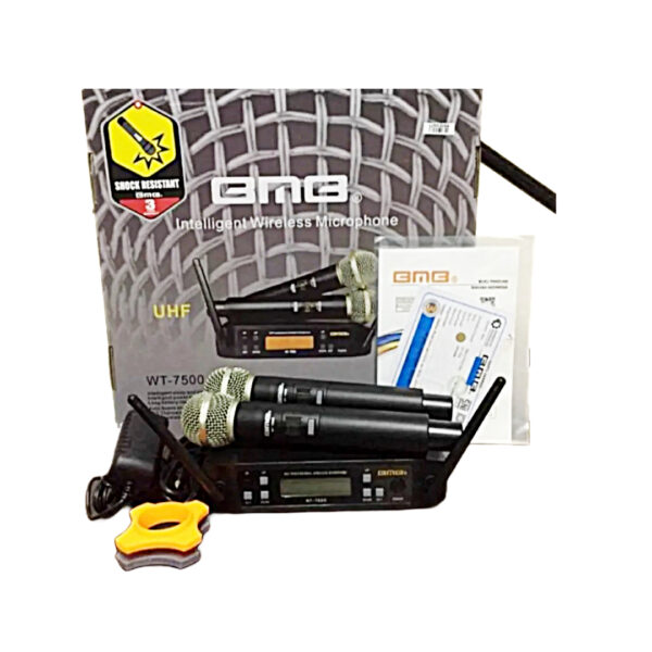 Mic Wireless 2 mikrofon BMB WT-7500 karaoke live streaming podcast bisa pindah frekuensi WT7500 WT 7500 - Image 2