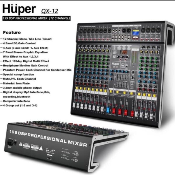 Mixer Audio Huper QX12 – 12 Channel Bluetooth USB MP3 Original | Mixer Profesional Live & Studio - Image 6